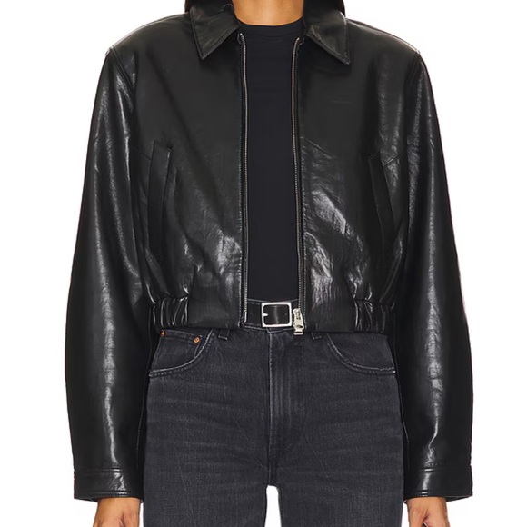 AGOLDE SHOREDITCH SKI CLUB X AGOLDE ESSIE RECYCLED LEATHER CROPPED JACKET - Picture 6 of 7